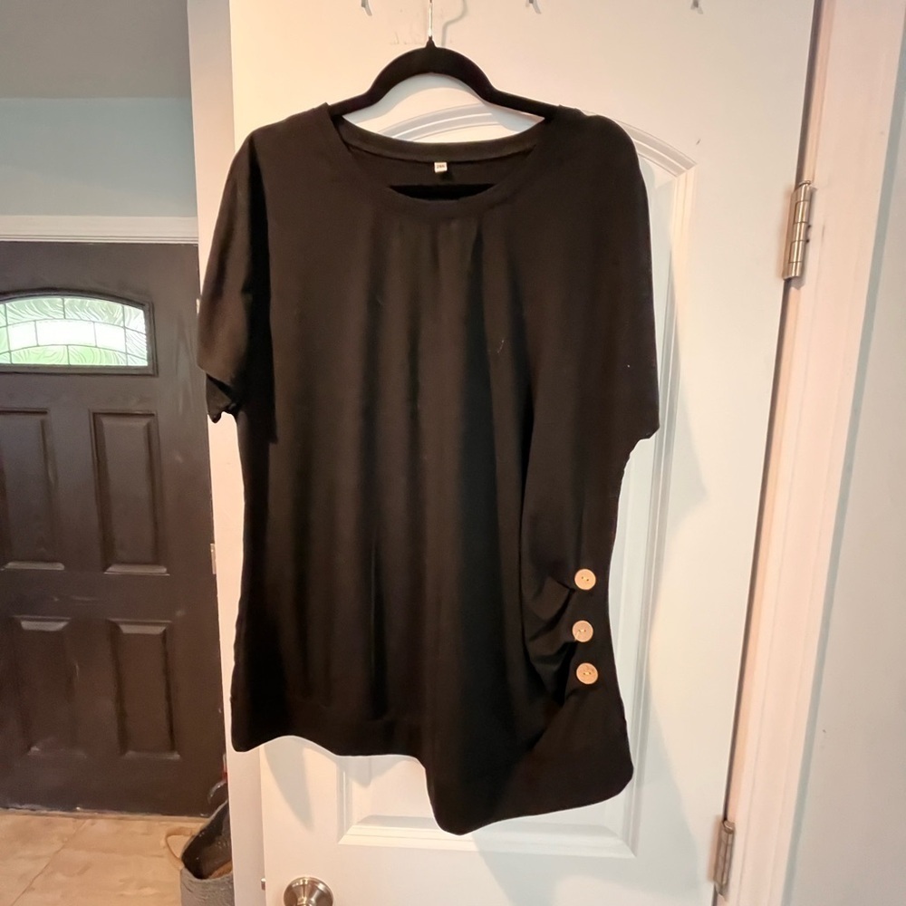Black Women's Top with Button Detail